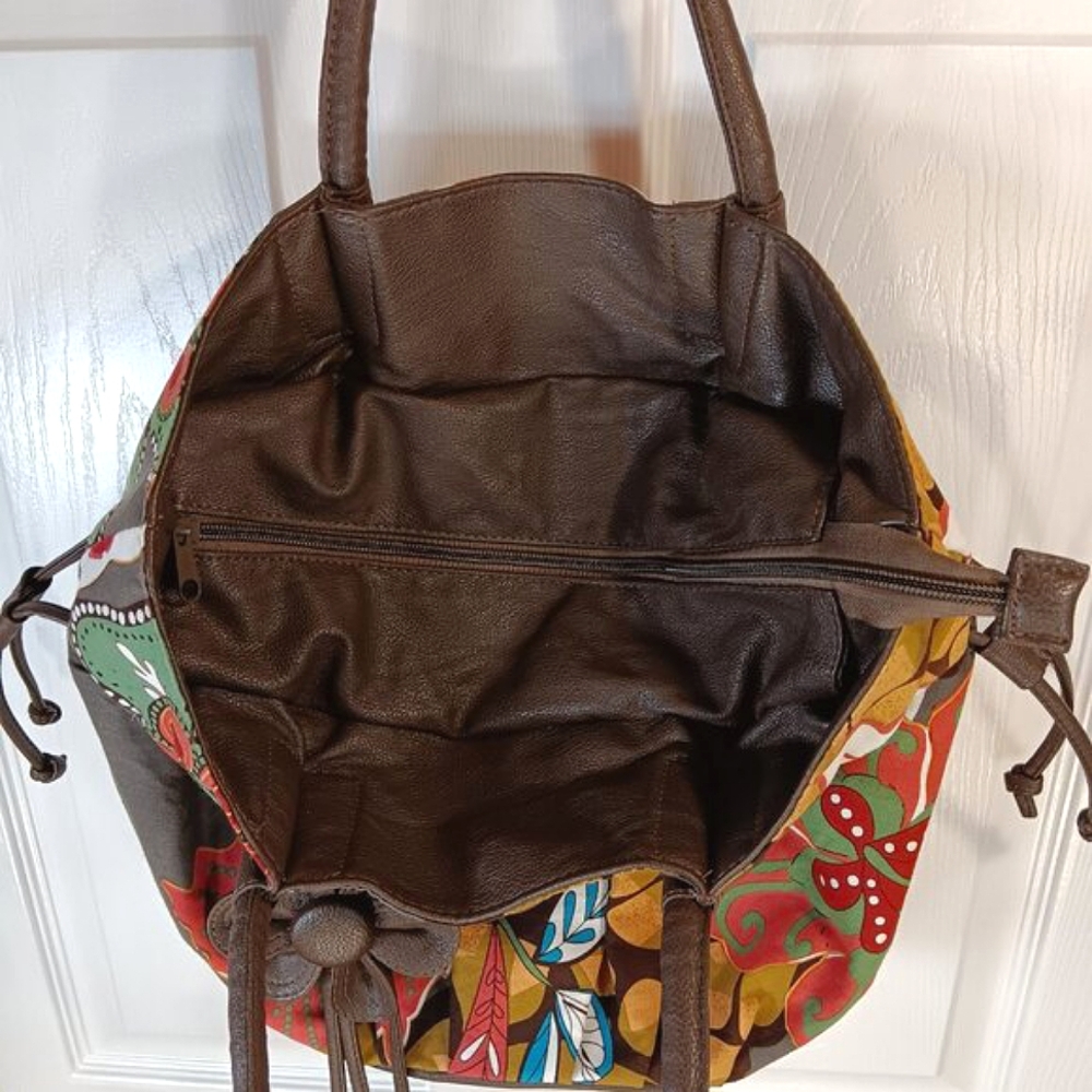 NWOT D.Fusion Multicolor Floral  Shoulder Bag Fabric Faux Leather Straps Summer - Picture 8 of 16